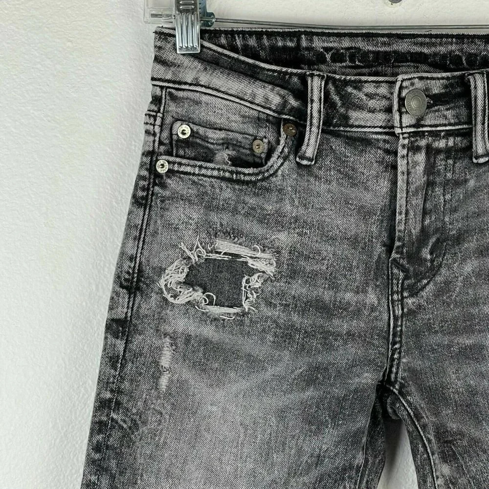 American Eagle Next Level Flex Jeans Mens 26 x 28 Distressed Acid Washed Black - Picture 4 of 10